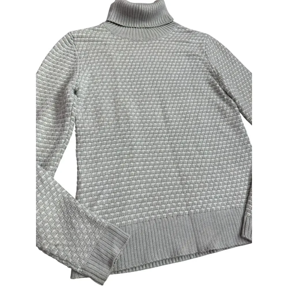 J. Crew Waffle Knit Textured Turtleneck Sweater Mushroom‎ Gray Size XS